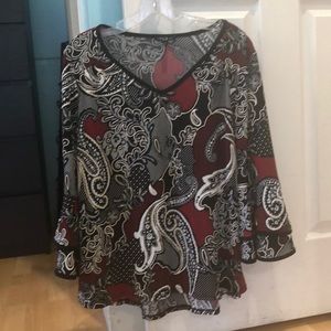 On trend Red black and white top!